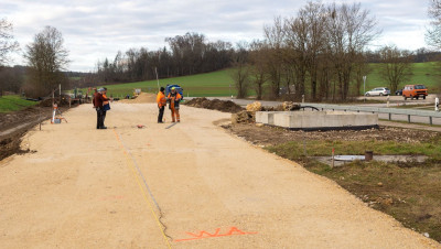 Ausmessen der Lage von Weiche 3 auf Dischinger Seite.