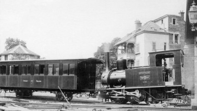 Wagen A1, später WN 8, kurz vor der Eröffnung der "Zacke" 1884 in Stuttgart