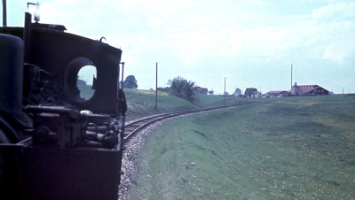 Mallet Lok 1 auf einer ihrer letzten Fahrten im Jahr 1956 bei Guldesmühle