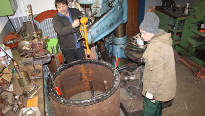 Rauchkammer Nieten Bohren im Winter 2018 in Neresheim