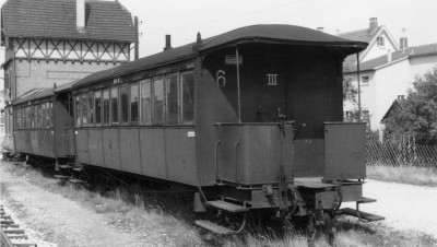 Herbrandwagen WN 6 und 7 abgestellt in Aalen Gbf, ca. 1966