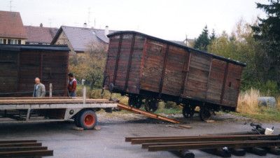 Abtransport des Gw 153 aus Laichingen, 9. November 1985