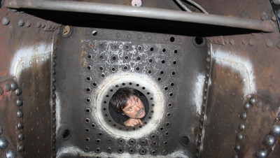 Blick in den geflickten Stehkessel.