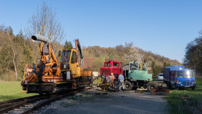 Weichenbauarbeiten an der Sägmühle