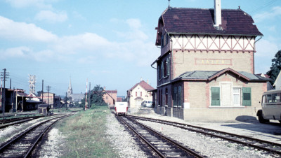 Aalen Gbf mit Draisine, Mitte/Ende der 1950er Jahre