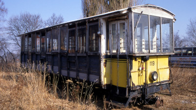 "Zacke" Bw 119 - heute HMB 4 - im Hannoverschen Straßenbahn-Museum, Sehnde am 10. März 1996
