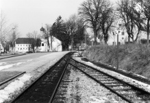 Bahnhof Neresheim, Ausfahrt in Richtung Aalen um 1970