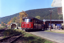 Der spätere T 37 als VT 14 der Südharz-Eisenbahn in Wieda Süd, ca. 1960