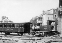 Wagen A1, später WN 8, kurz vor der Eröffnung der "Zacke" 1884 in Stuttgart