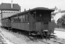 Herbrandwagen WN 6 und 7 abgestellt in Aalen Gbf, ca. 1966